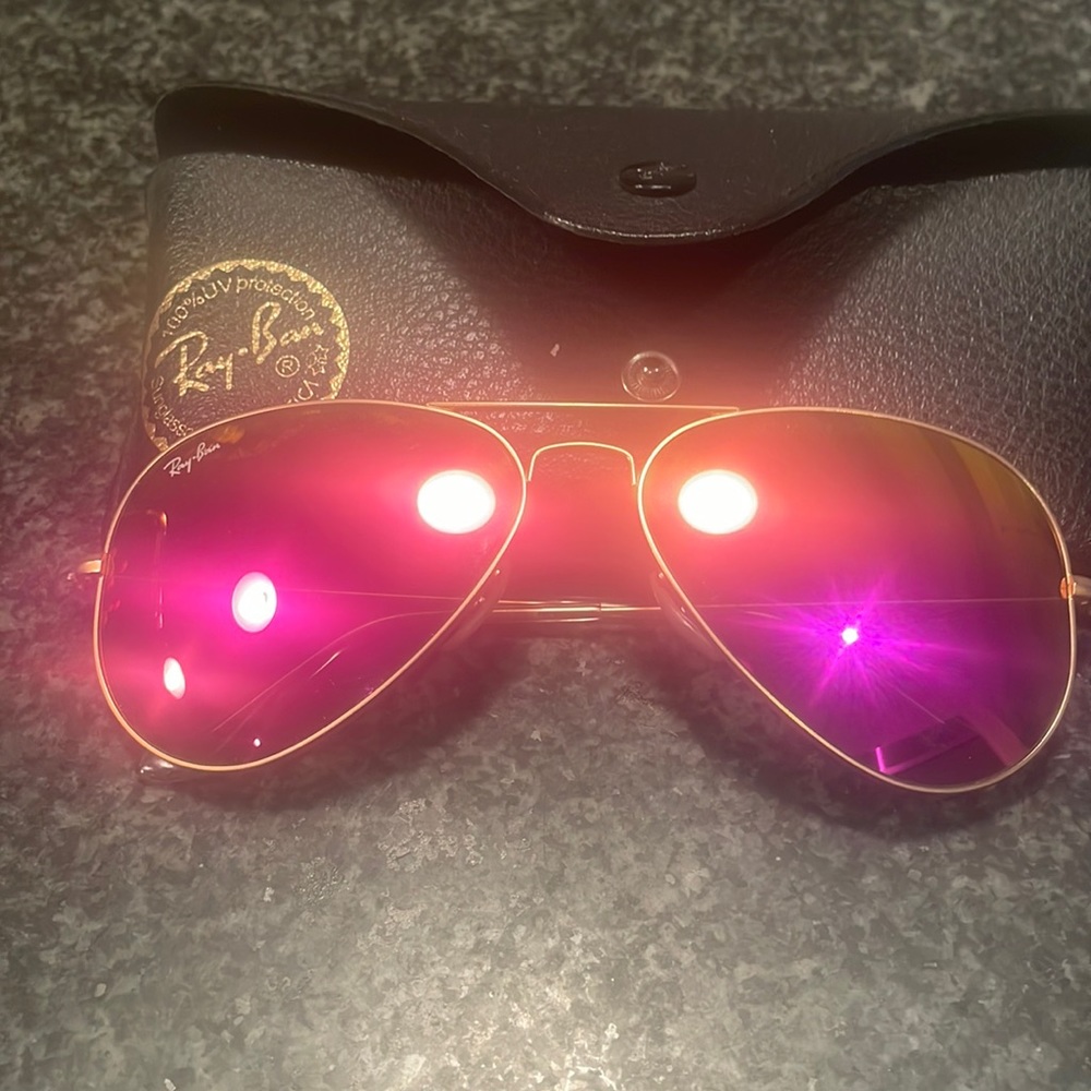 Ray ban aviators pink lens standard size